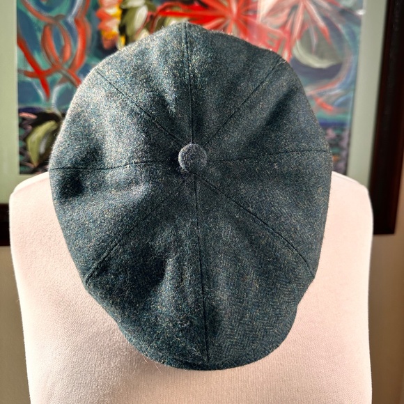 Scottish Harris Tweed Eight Quarter Newsboy Cap - Evergreen - Sz Men's Med. - Picture 6 of 15